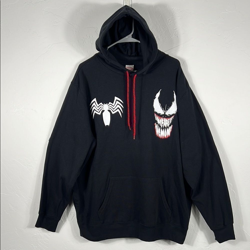 🔥🔥 “NWT” MARVEL VENOM Spider-Man Puff Print Graphic Hoodie Sweatshirt Sz 2XL